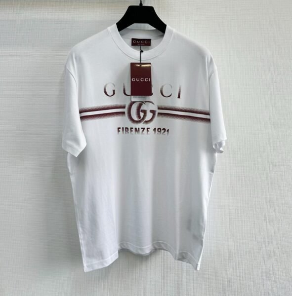 GUCCI T SHIRT BIANCA E BORDEAUX - Image 4