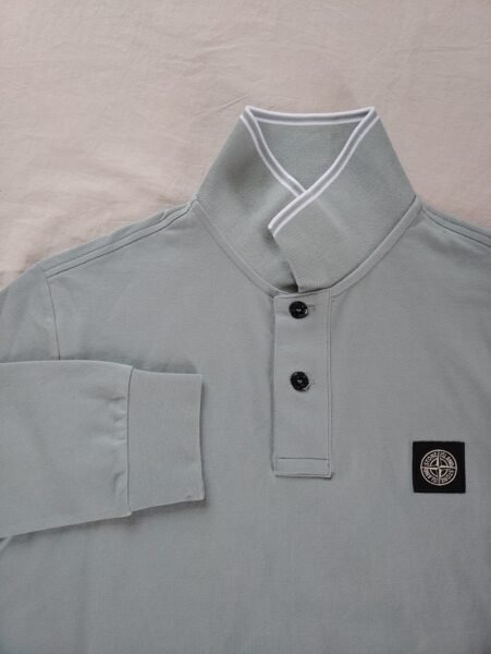 STONE ISLAND LONG SLEEVE POLO 2SL18 GRIGIO CHIARO - Image 4