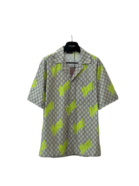 GUCCI CAMICIA BEIGE E LIME