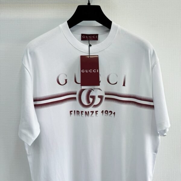 GUCCI T SHIRT BIANCA E BORDEAUX - Image 5