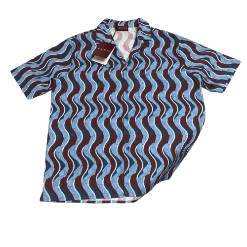 GUCCI CAMICIA CELESTE E BORDEAUX