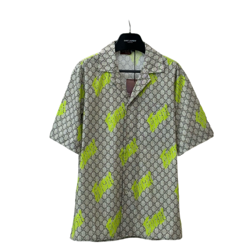 GUCCI CAMICIA BEIGE E LIME