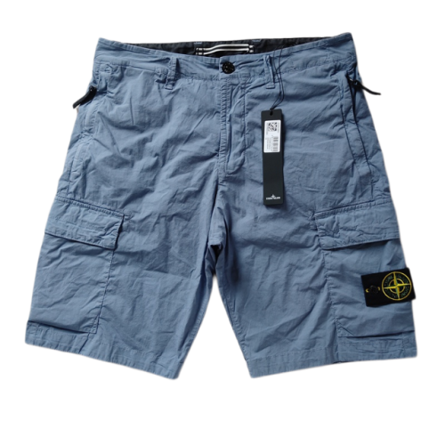 STONE ISLAND PANTALONCINO L0803 STRETCH COTTON CARGO BLU CHIARO